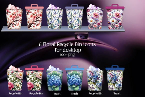 Download Floral Recycle Bin - Trash for Desktop - Desktop Collection