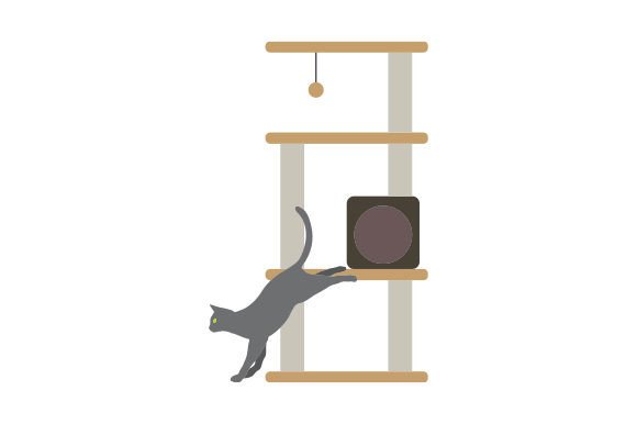 Download Cat Jumping from Indoor Cat Tree - Premium Resources
